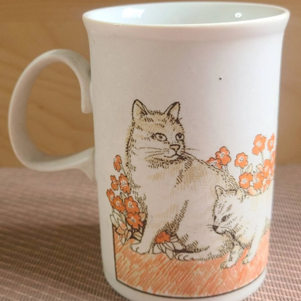Vintage Dunoon  Cats and Kittens with Orange Flowers and Butterfly Scottish